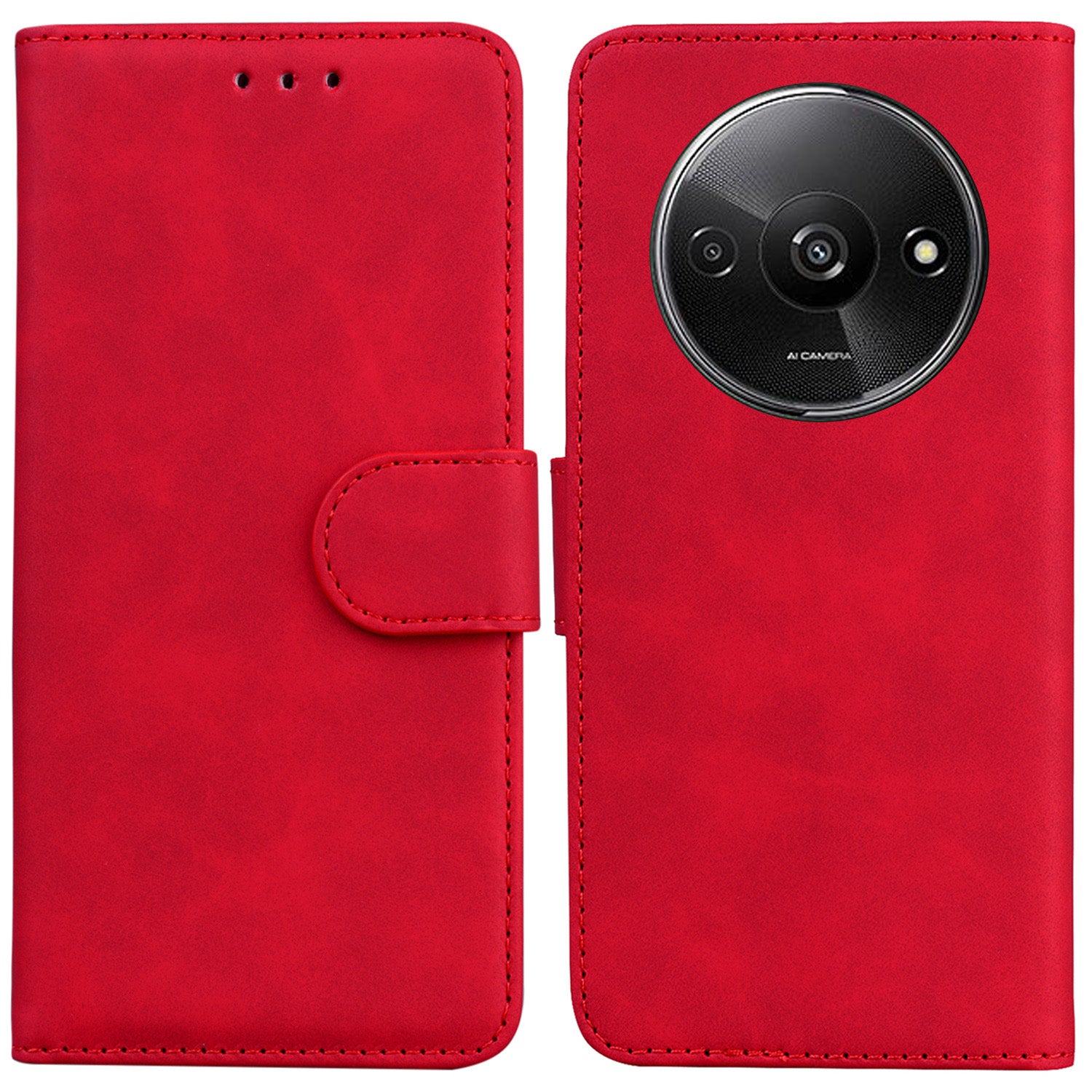 For Xiaomi Redmi A3 / Poco C61 4G Cell Phone Case PU Leather Drop-proof Cover Pure Color Phone Stand For Xiaomi Redmi A3 / Poco C61 4G Cell Phone Case PU Leather Drop-proof Cover Pure Color Phone Stand